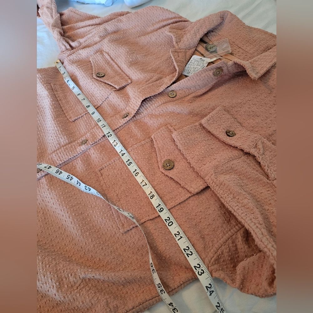 NWT Free People Textured Shacket Boho Mauve Duster Oversized Button Dwn Dress Xs - Picture 9 of 12